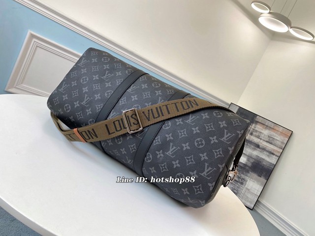 路易威登LV旅行包 M40569 棕肩帶 Keepall 45旅行袋 LV新版男士旅行袋 xxlv2955